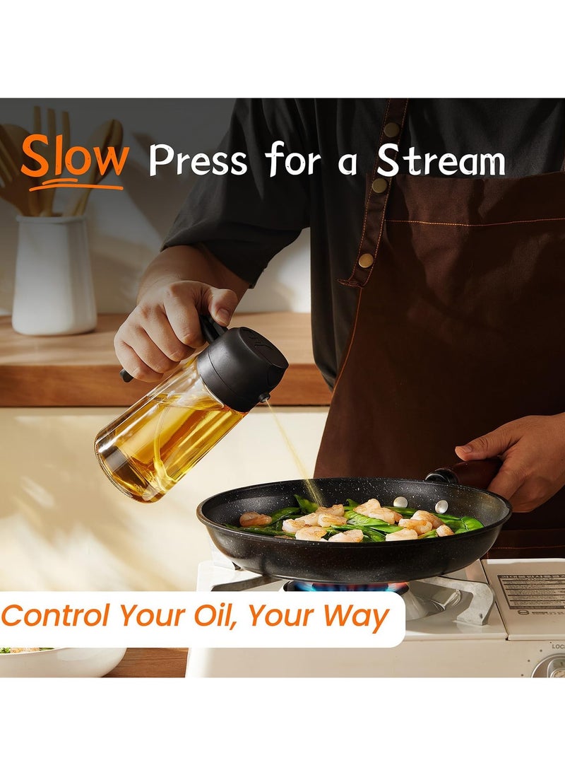 Raxoom Oil Spray Bottle 2 in 1 Oil Dispenser & Sprayer (16oz / 470ml) for Cooking, Salad, BBQ - Olive Oil Spray Bottle Large Capacity for Kitchen, Air Fryer, Baking, Grilling - with Handle (Black)  - Image 5
