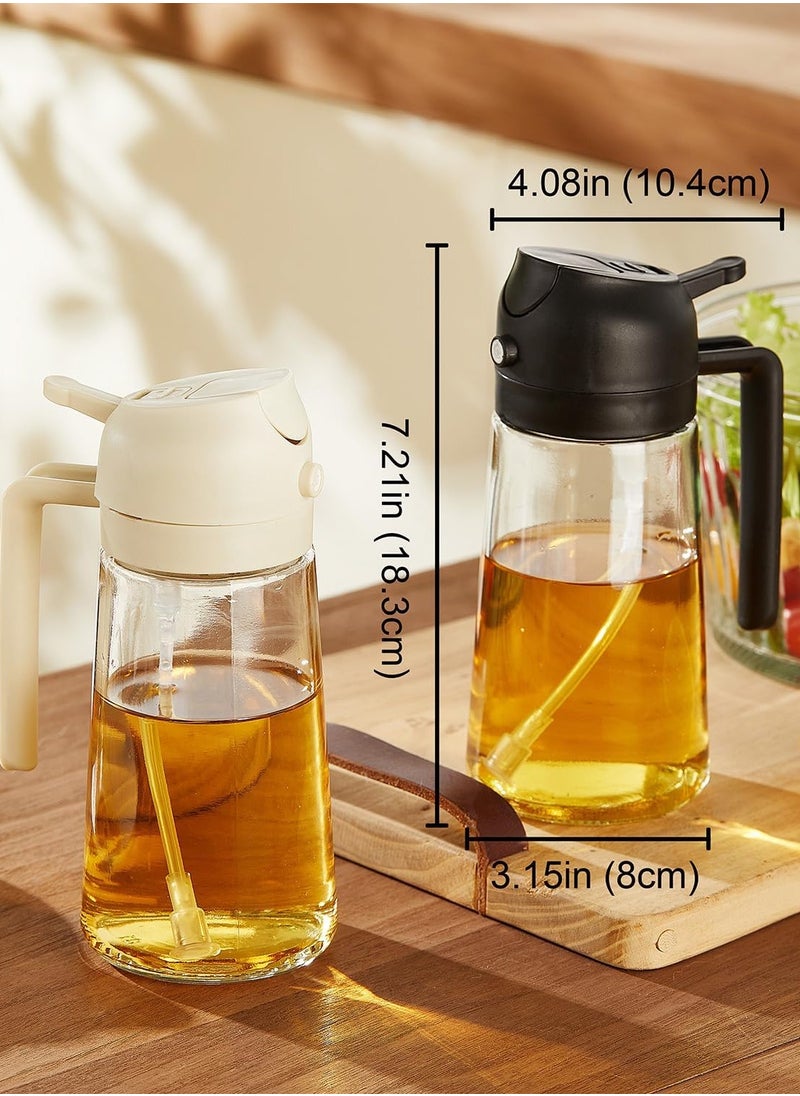 Raxoom Oil Spray Bottle 2 in 1 Oil Dispenser & Sprayer (16oz / 470ml) for Cooking, Salad, BBQ - Olive Oil Spray Bottle Large Capacity for Kitchen, Air Fryer, Baking, Grilling - with Handle (Black)  - Image 3