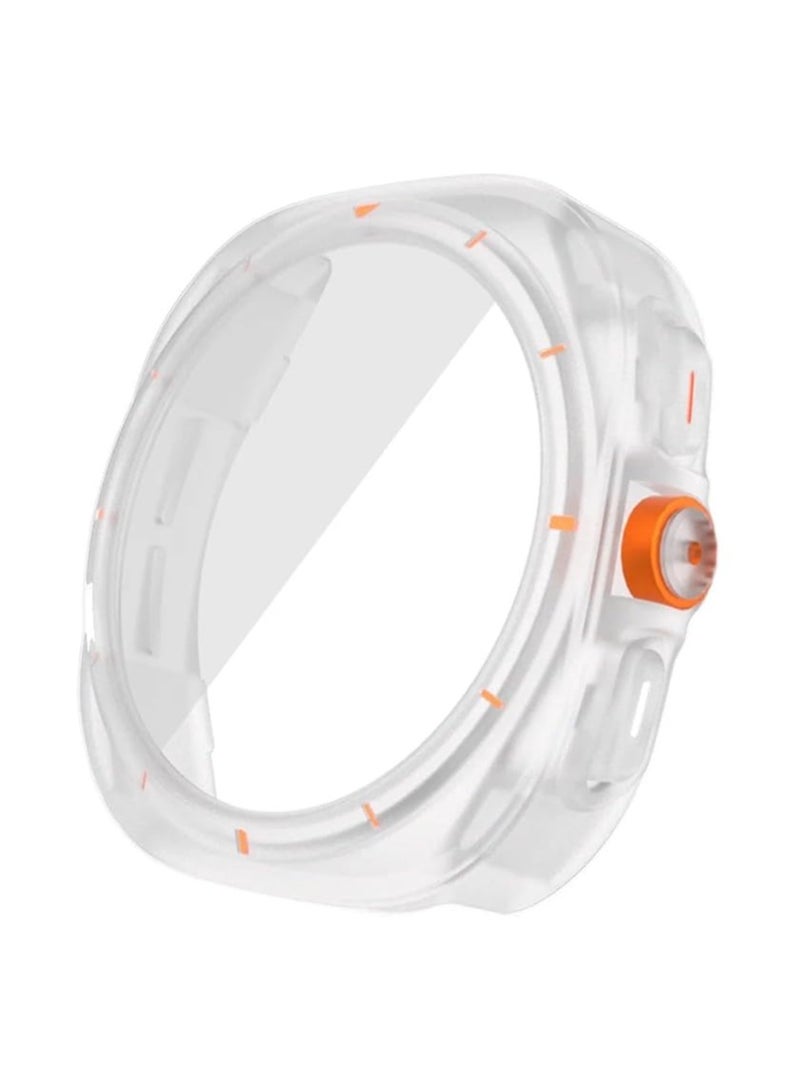 Miimall for Samsung Galaxy Watch 6 Case 44mm, Full PC Cover Shell Built in 9H Screen Film [Upgraded Watch Ultra Look] Scratchproof Shockproof Rugged Case for Galaxy Watch 6 44mm (Clear)