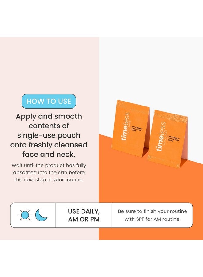 تايملس سكين كير مصل فيتامين سي مع فيتامين إي وحمض الفيروليك - مصل تفتيح البشرة بنسبة 10% من فيتامين سي - مصل للوجه للبشرة الدهنية والجافة - مصل خالٍ من العطور للعناية بالبشرة - 28 كيسًا للاستخدام مرة واحدة - Image 4