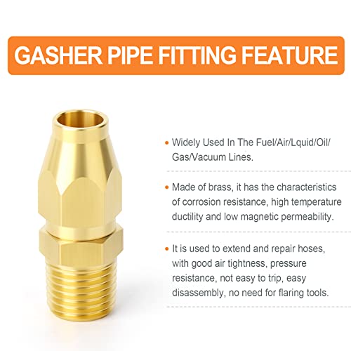 GASHER 10PCS Brass Pneumatic Replacement Fitting, Reusable Hose End Repair Fitting 1/4" Barb（Suitable for 1/4" ID，5/16" OD air hose) x 1/4" NPT Rigid - Image 4