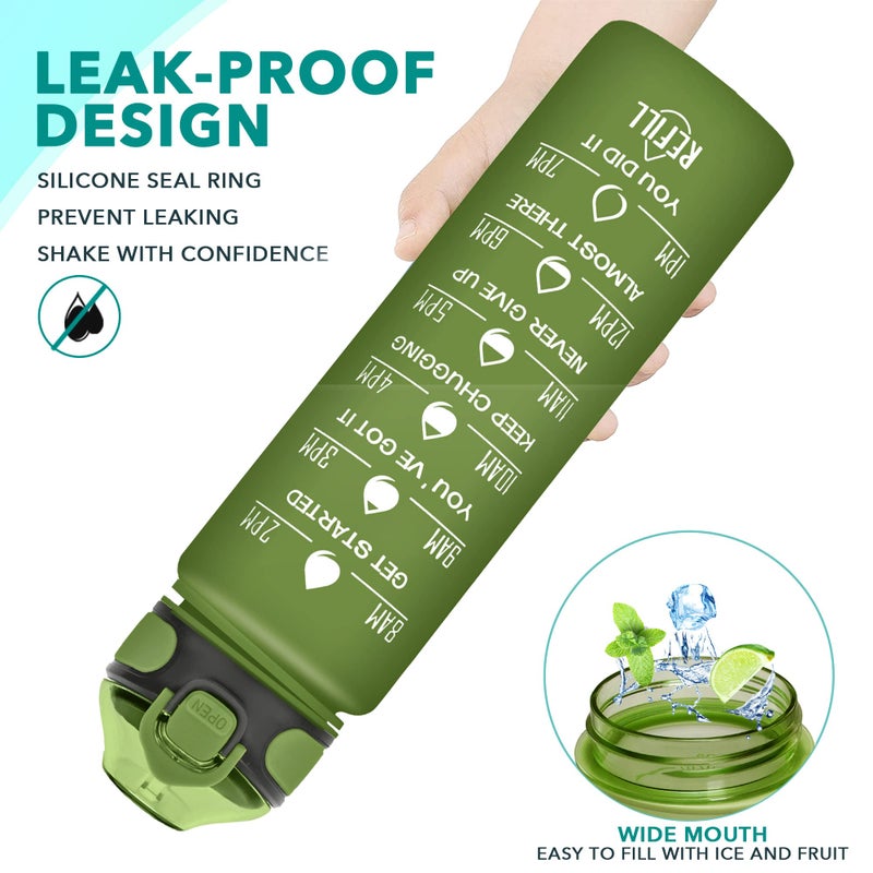 Enerbone 32 oz Drinking Water Bottle with Times to Drink and Straw, Motivational with Carrying Strap, Leakproof BPA & Toxic Free, Ensure You Drink Enough Water for Fitness Gym Outdoor - Image 4