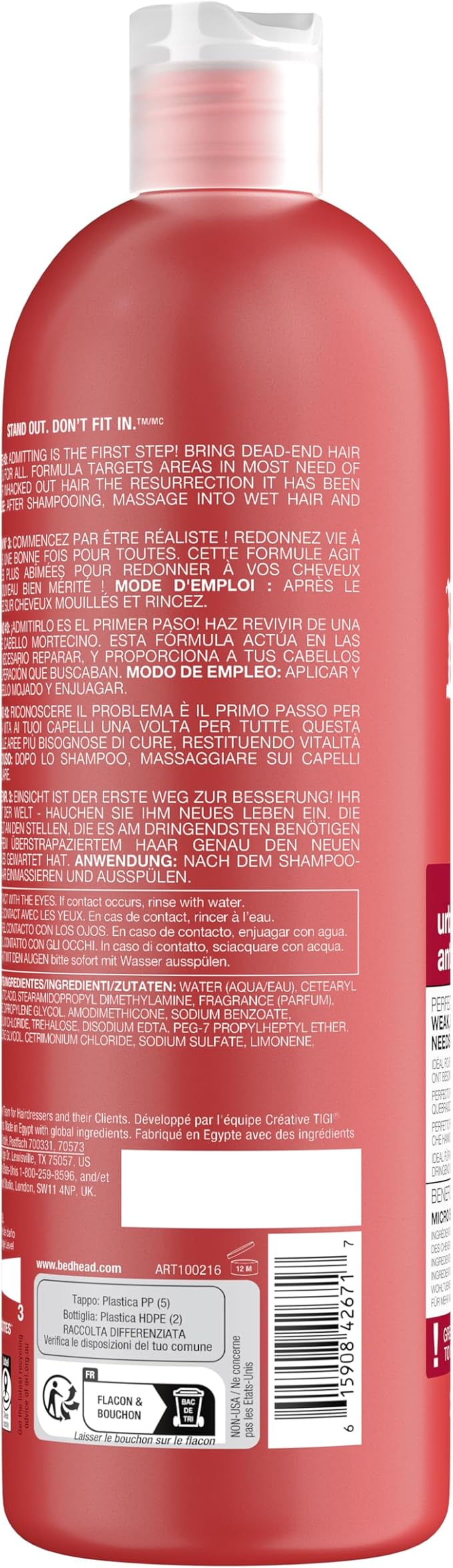TIGI Bed Head by TIGI Urban Antidotes Resurrection Conditioner Ideal for Damaged Hair 750 ml - Image 4
