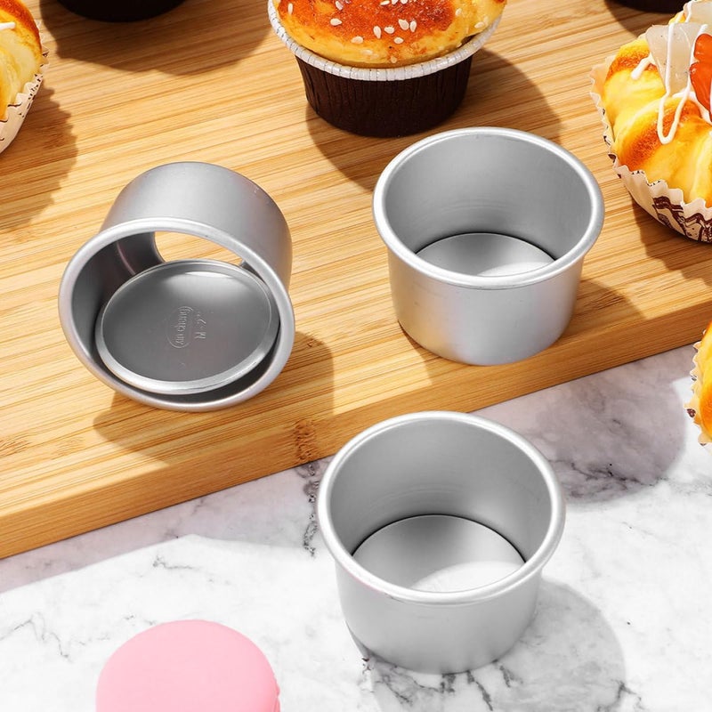5Pcs 4 Inch Round Cake Pans Set Anodized Aluminum Alloy Removable Bottom Baking Molds - Image 5