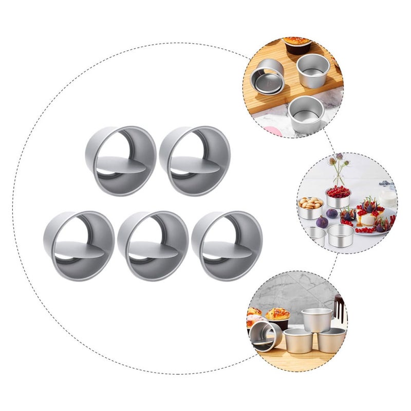5Pcs 4 Inch Round Cake Pans Set Anodized Aluminum Alloy Removable Bottom Baking Molds - Image 4