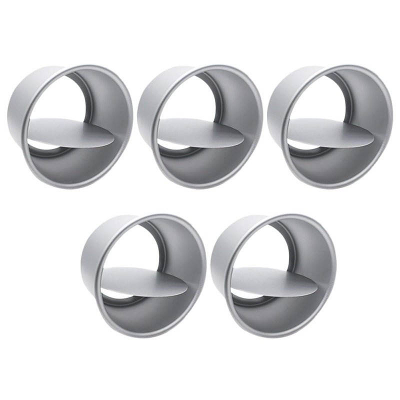 5Pcs 4 Inch Round Cake Pans Set Anodized Aluminum Alloy Removable Bottom Baking Molds - Image 2