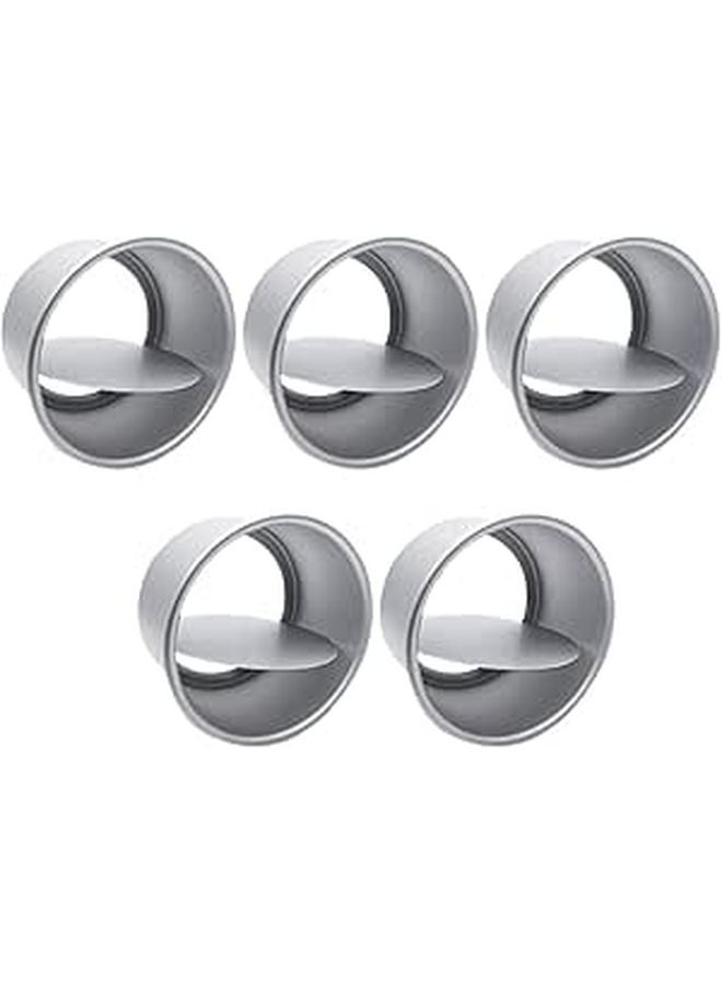 5Pcs 4 Inch Round Cake Pans Set Anodized Aluminum Alloy Removable Bottom Baking Molds - Image 1