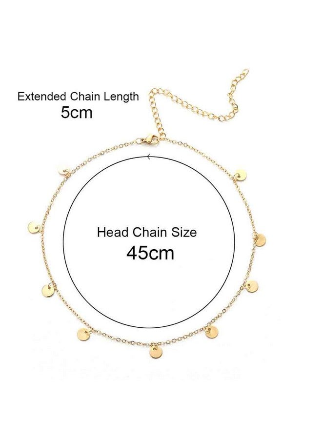 Olbye Lbye Boho Gold Head Chain Tiny Sequin Headband Coins Disc Headchain Bridal Hair Piece For Women And Girls Gold Headdress Hair Accessories  - Image 3