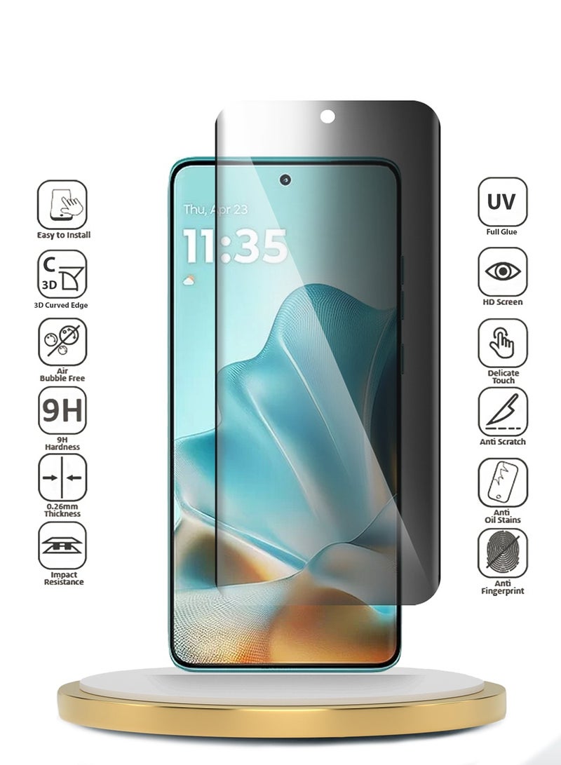 Wtech Motorola Edge 60 Fusion 5G 2025 Premium Curved Edges UV Full Glue Full Cover Privacy Tempered Glass Screen Protector (MSGUCP) - Clear - Image 2