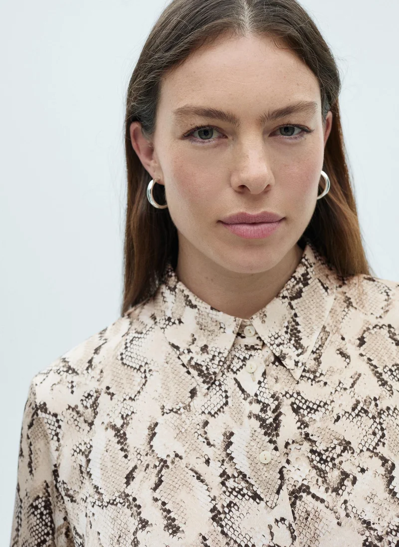 MANGO Satin Print Shirt