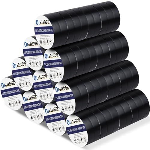 Oleitodh 100 Rolls Black Electrical Tape Bulk 34 Inch x 66ft Waterproof Vinyl Electric Tape High Temp Insulation Tape for Electrical Protection Home Outdoor Electric Insulating Wire Wrapping - Image 1