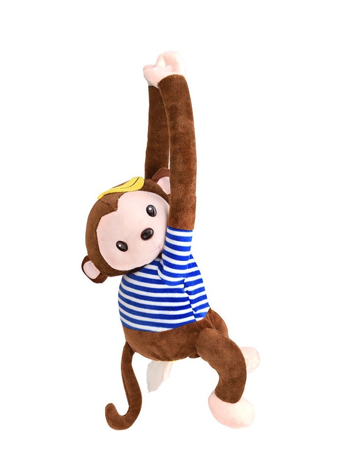 Plush Stripe Monkey Tissue Box Car Napkin Holder Hanging Cartoon Tissue Storage (Coffee) - Image 1