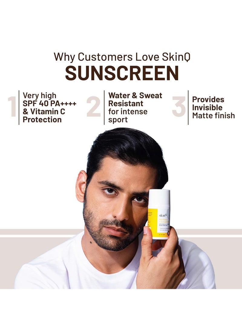 SkinQ Sunscreen for Men and Women 50ml with Vitamin C SPF 40 Broad Spectrum Protection Ultra Light Gel for All Skin Types Lightweight Non-Sticky Water-Resistant - Image 3