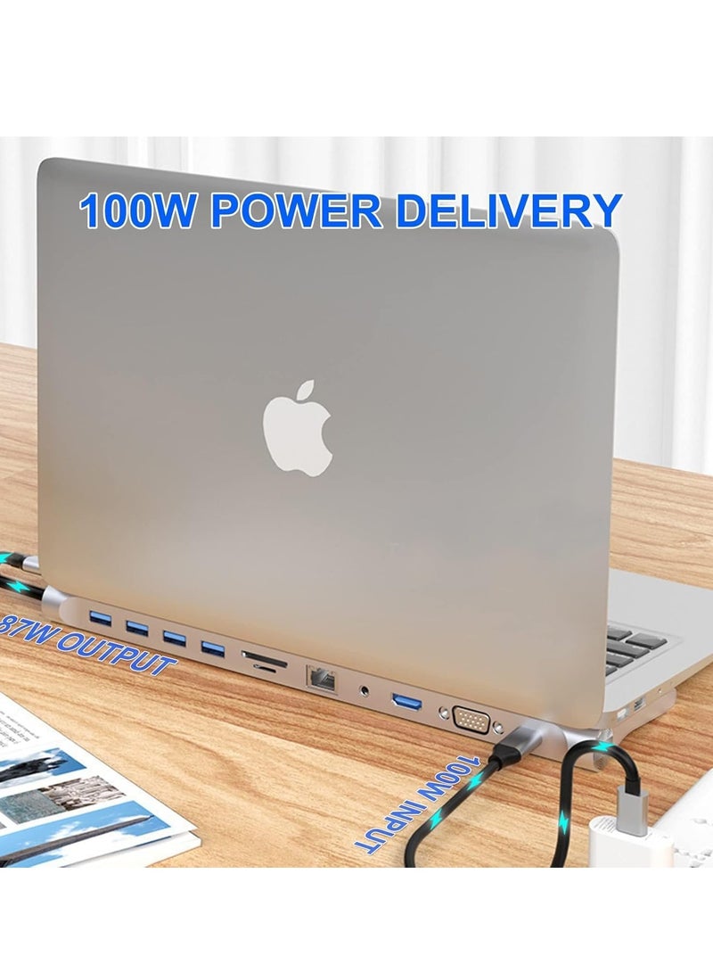 JAJEEK 11-in-1 USB C Docking Station with 4K HDMI, VGA, SD/TF Card Reader, 4 USB 3.0 Ports, RJ45 Ethernet – MacBook, Mac Pro, iMac & More – Multi-Port Adapter for Enhanced Productivity & Seamless Connectivity  - Image 3