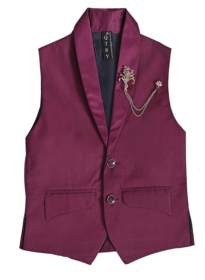Qtsy Kids Nehru Jacket Waistcoat For Boys - Coloured Ethnic Waistcoat for Boys - Stylish and Traditional Attire for Special Occasions - Image 1