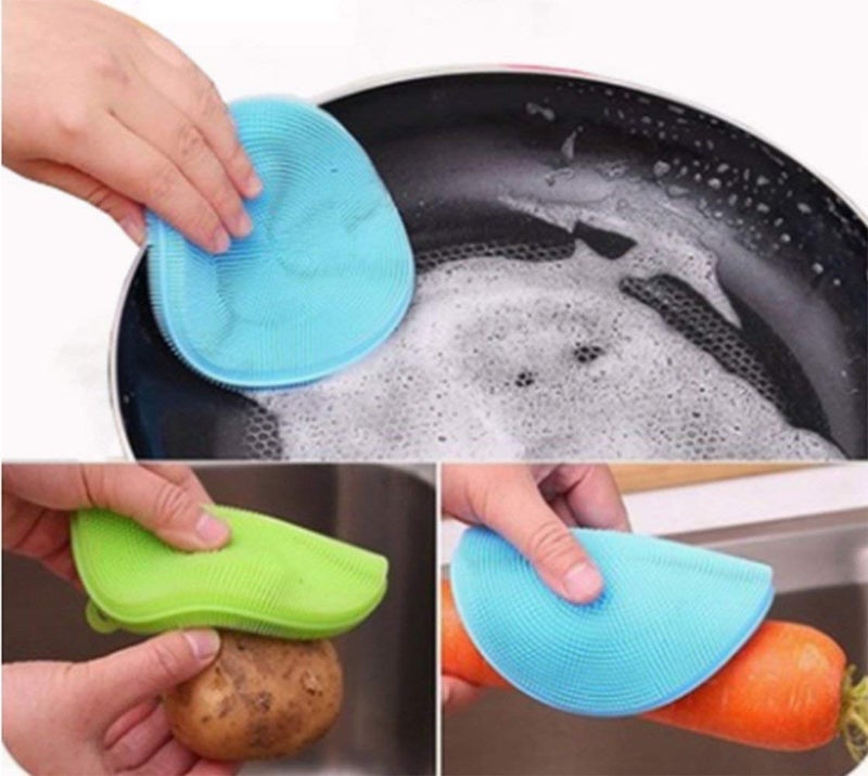 APURK Multipurpose 3 Pcs Better Sponge Silicon Sponge Set Hear Pad Utensil Cleaning Non Slip Grid Household Kitchen Cleaner Tools Easy Remove Grease - Image 4