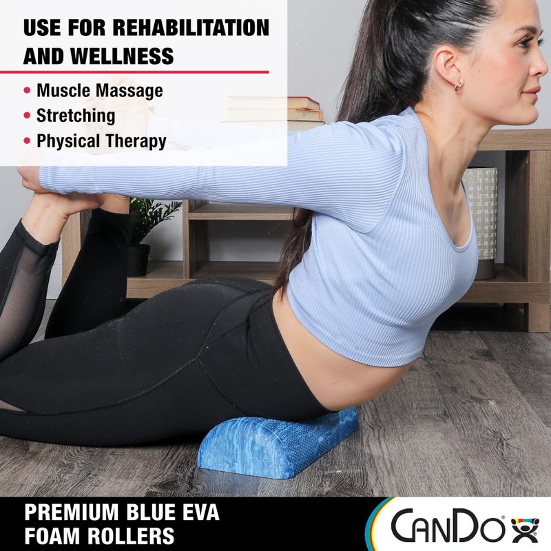 CanDo Premium Blue Marble EVA Foam Roller for Muscle Restoration, Massage Therapy, Sport Recovery and Physical Therapy 6" x 12" Half-Round - Image 4