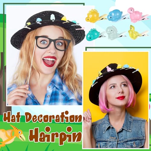 Luinabio 30 Pcs Mini Glow in the Dark Hair Clips Rave Hair Clips for Women Carnival Music Festival Holiday Party Supplies (Dinosaur) - Image 5