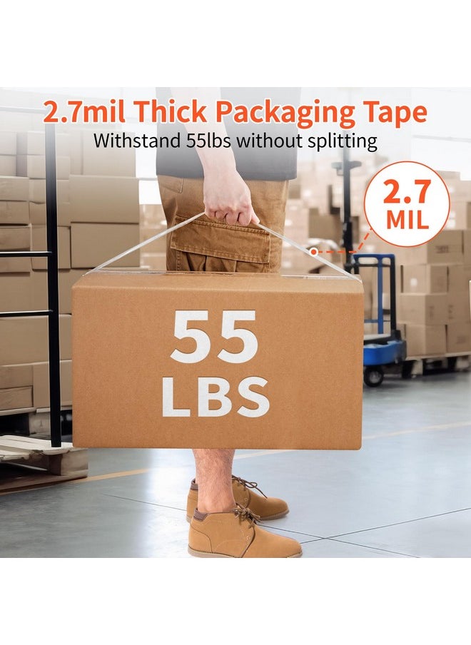 JARLINK 6 Rolls Clear Packing Tape With Dispenser Heavy Duty Packaging Tape Refills For Shipping Packaging Mailing 2.7Mil Thick 1.88 Inches Wide 55 Yards Per Roll 330 Total Yards  - Image 5