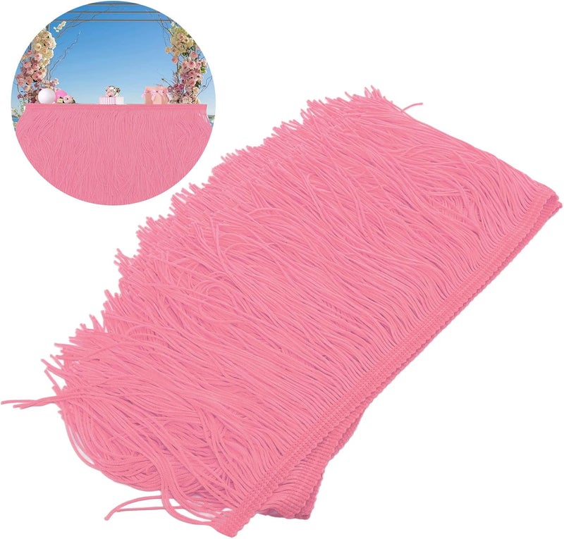 Fringed Tassel Table Skirt, Long Soft Brightly Colored Table Cloth for Party Decoration, DIY Craft Table Skirt with Hand - Cut Tassels for Baby Shower Birthday Holiday Home Festive (Pinkish) - Image 3