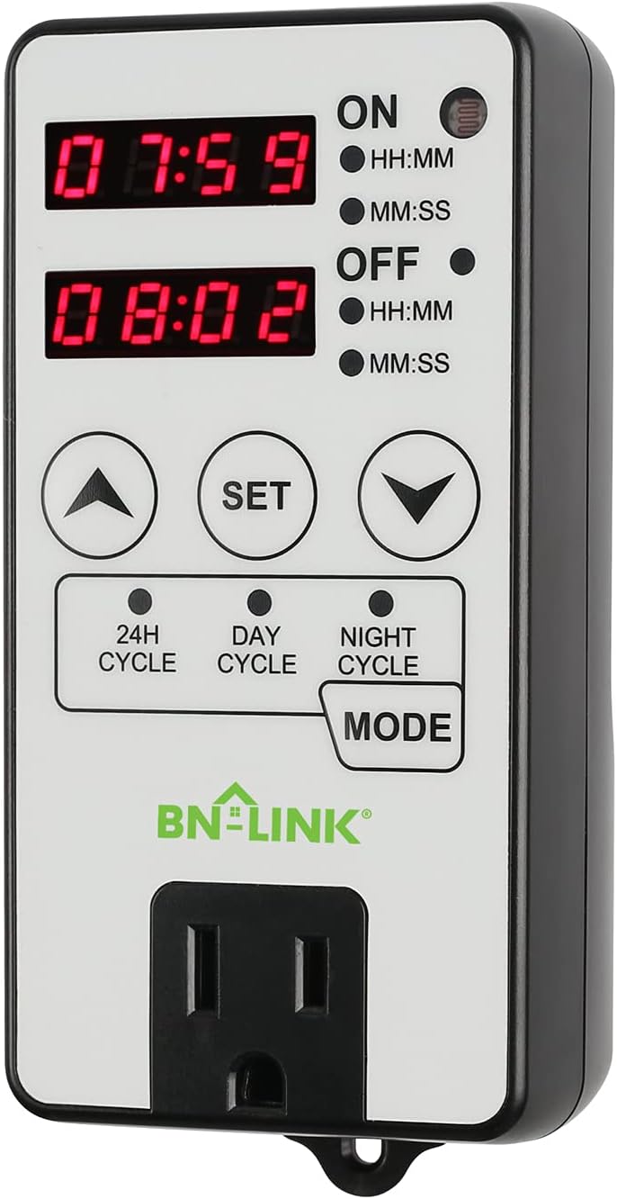 BN-LINK Timer Outlet Short Period Repeat Cycle Intermittent Digital Timer, Interval Timer - Day, Night, or 24 Hour Operation, Programmable Plug-in Timer for Appliances Electrical Outlets 15A/1875W - Image 1