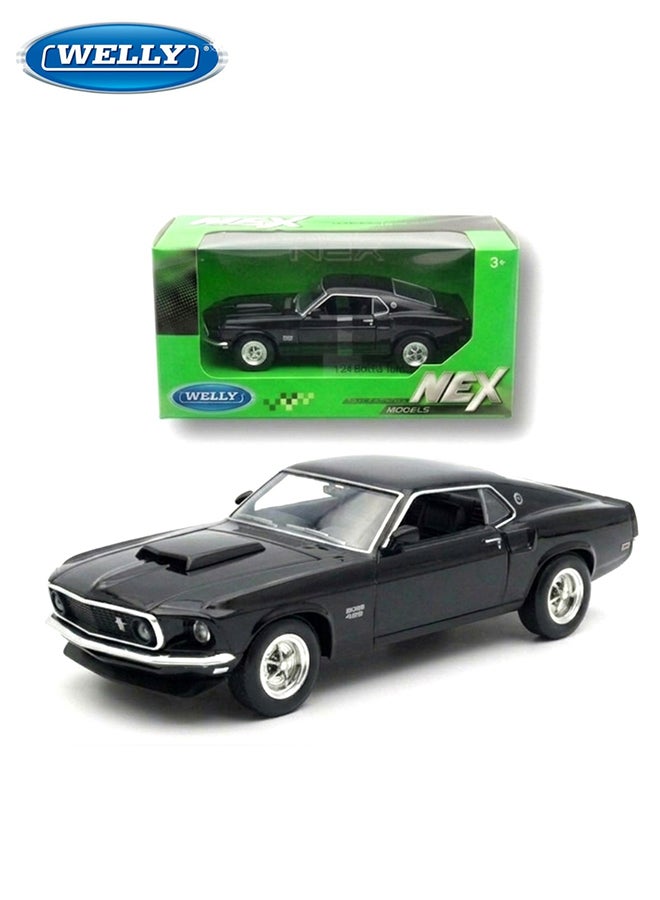 Welly Ford Mustang Boss 429 Diecast Model Car – 1:24 Scale Black Classic Muscle Car Replica – Die-Cast Toy Car for Kids & Collectors - Image 1