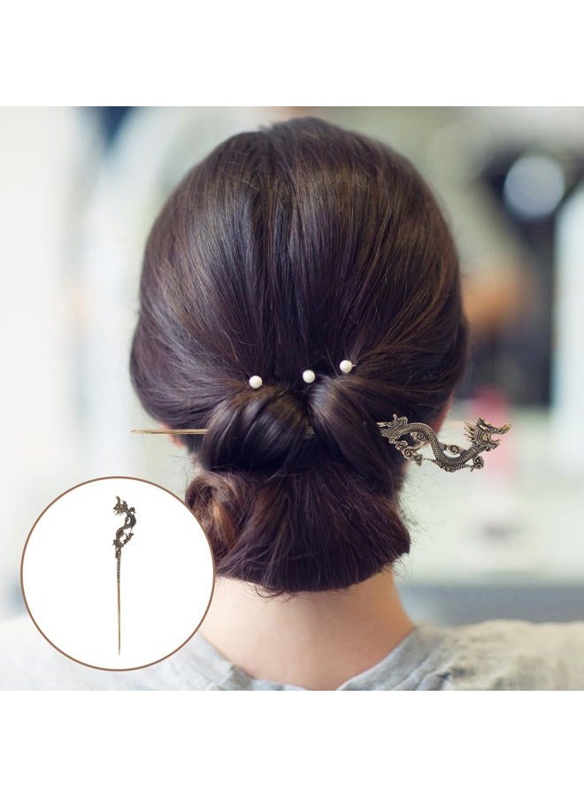 Exceart Metal Hair Stick Retro Vintage Dragon Hair Pins Copper Decorative Party Costume Hair Accessories for Ladies Women - Image 2