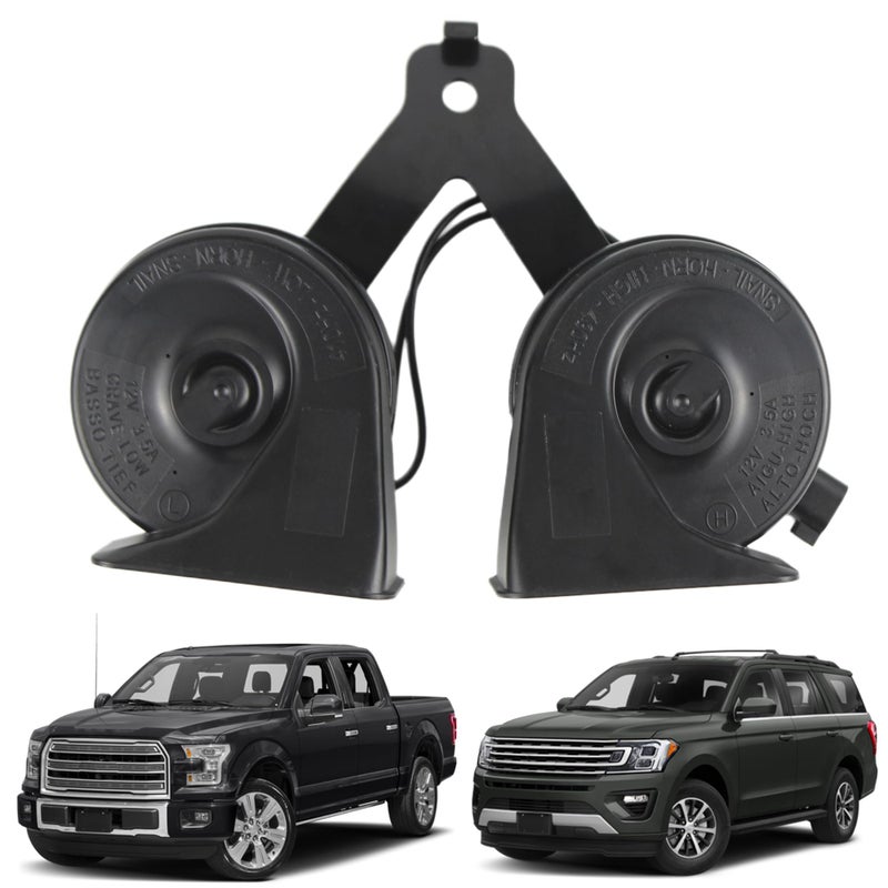 مجموعة بوق YzusGomumu بوق كهربائي مزدوج النغمة المستوى 2 متوافق مع فورد F150 2015-2022 فورد إكسبيديشن 2018-2022 يستبدل FL3Z13832C FL3Z13832B FL3Z13832A