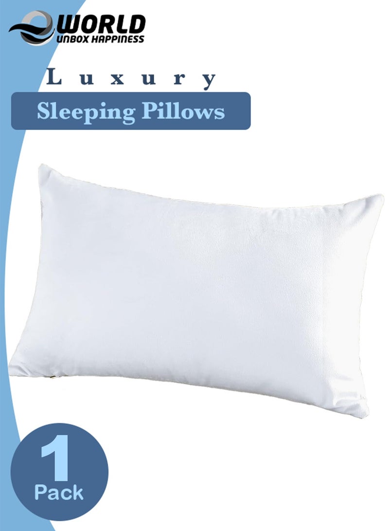 إي وورلد وسادة سرير مقاس كينج – وسادة بتعبئة بديلة للريش مع غطاء قطن 100%، ناعمة وداعمة للنوم على الظهر أو الجنب أو البطن، 50x70 سم - Image 1