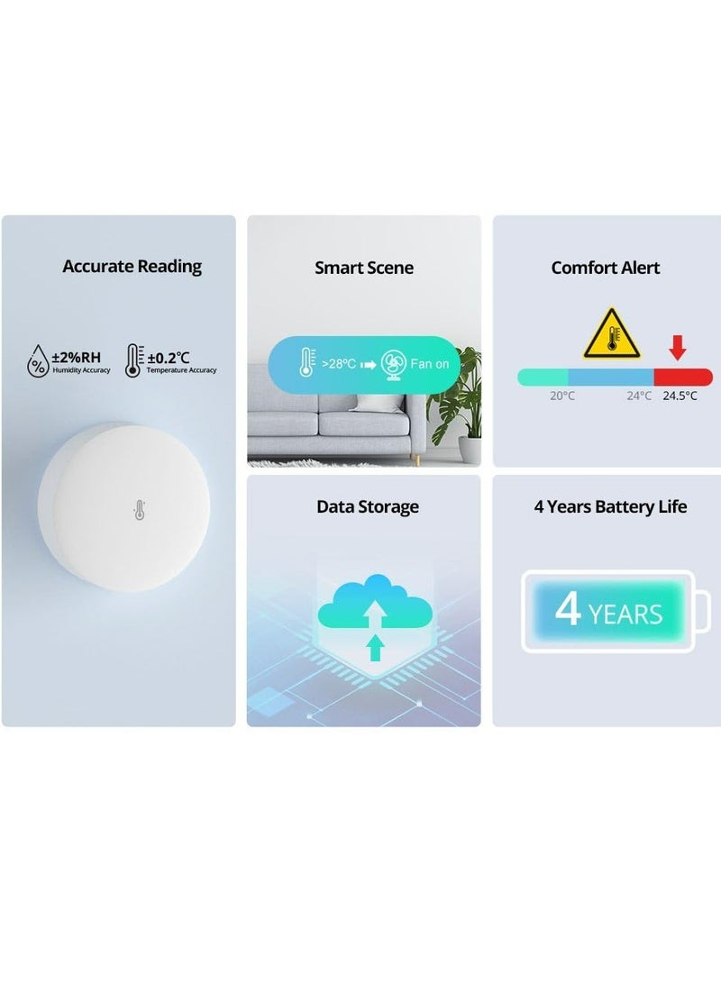 SONOFF SONOFF SNZB-02P Zigbee Temperature Humidity Sensor, Indoor Thermometer Hygrometer with Alert, Works with Alexa & Google Home for Remote Monitoring and Home Automation, ZigBee Hub Required - Image 3