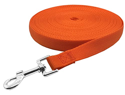 MANDAO Nylon Training Dog Leash for Small Medium Large Dogs, 15ft 20ft 30ft 50ft Long Leash Dog/Puppy Lead for Obedience Recall Training, Camping (20ft, Orange) - Image 3