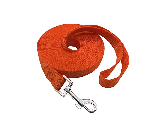 MANDAO Nylon Training Dog Leash for Small Medium Large Dogs, 15ft 20ft 30ft 50ft Long Leash Dog/Puppy Lead for Obedience Recall Training, Camping (20ft, Orange) - Image 1