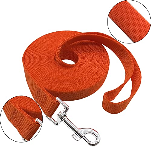 MANDAO Nylon Training Dog Leash for Small Medium Large Dogs, 15ft 20ft 30ft 50ft Long Leash Dog/Puppy Lead for Obedience Recall Training, Camping (20ft, Orange) - Image 2