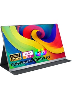 V2COM V2CM Portable Monitor 15.6" FHD 1080P Screen IPS 1920×1080 HDR Display with Type C/Mini HDMI Port and Speakers PU Case Cover, Compatible with PC, Laptop, MacBook, Xbox  - Image 1