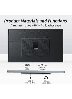 V2COM V2CM Portable Monitor 15.6" FHD 1080P Screen IPS 1920×1080 HDR Display with Type C/Mini HDMI Port and Speakers PU Case Cover, Compatible with PC, Laptop, MacBook, Xbox  - Image 5