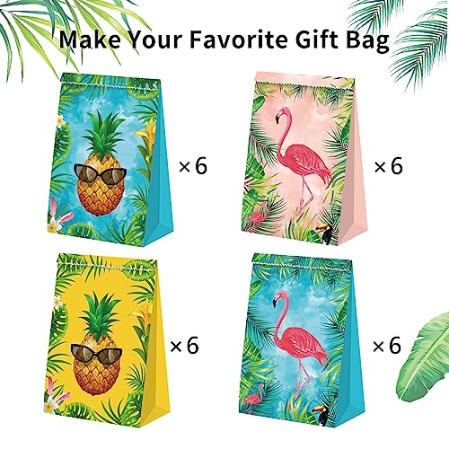 BQC 24Pcs Flamingo Goody Bags Hawaiian Gift Bags Luau Party Bags Flamingo Party Supplies Tropical Pineapple Party Favors Flamingo Birthday Party Supplies for Kids - Image 4