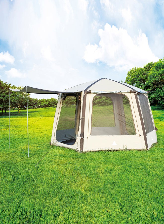 AL SANIDI خيمة قطنية هوائية للرحلات، خيمة قابلة للنفخ، بيج، حجم 380*320*220 سم - Image 2