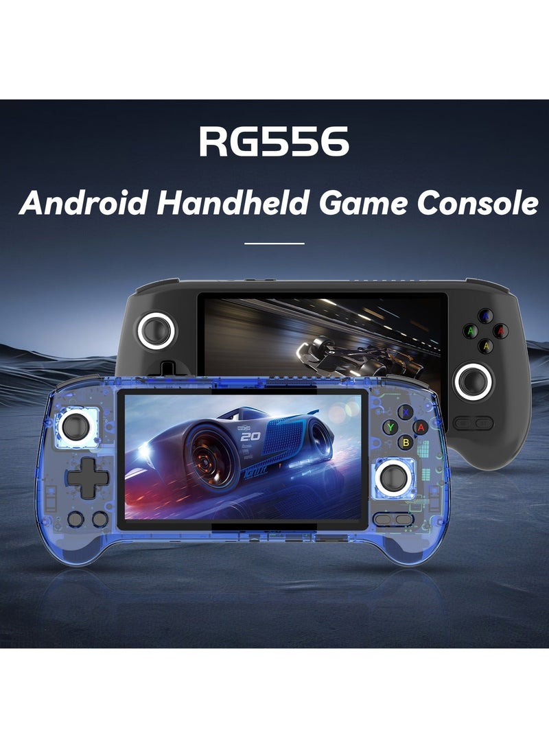 جهاز ألعاب محمول ANBERNIC RG556 مع معالج Unisoc T820 ونظام Android 13 وشاشة AMOLED بحجم 5.48 بوصة وبطارية بسعة 5500 مللي أمبير وواي فاي بلوتوث مشغلات الفيديو الريترو (أزرق 256 جيجابايت)