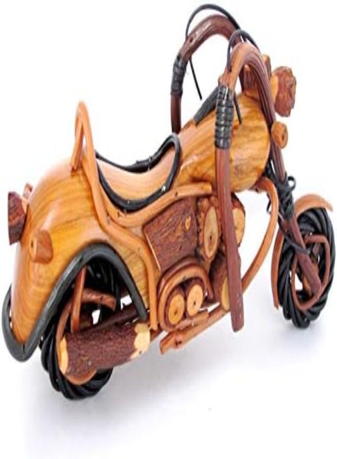 AKDC Blue Orchid Wooden Motorcycle Model Decorations For Home - Handmade Motorcycle Figurine Wood Harley Chopper Collectible Sculpture - 11.5 Inches - Image 2