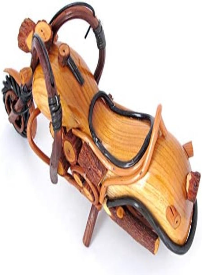 AKDC Blue Orchid Wooden Motorcycle Model Decorations For Home - Handmade Motorcycle Figurine Wood Harley Chopper Collectible Sculpture - 11.5 Inches - Image 3