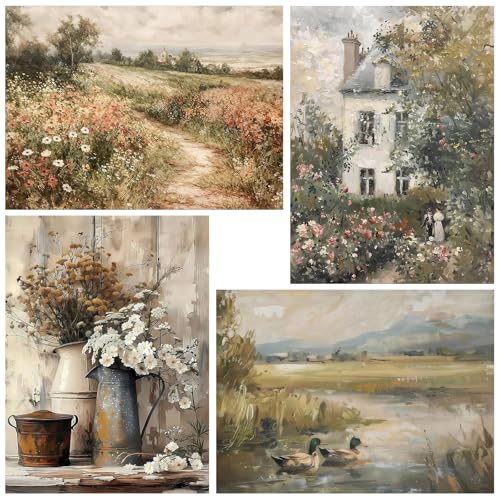 WUDWL 4 Pack Paint by Numbers Kit for Adults Kids Adults Paint by Numbers Kits Flowers and Plants DIY Acrylic Oil Painting Number Kits for Home Wall Decor Gifts 12x16 Inch - Image 1