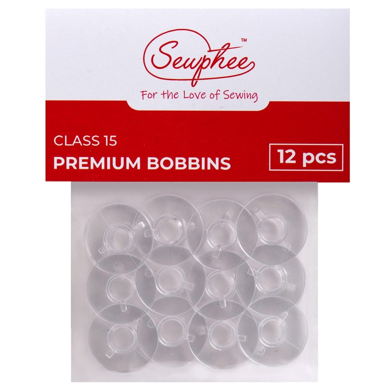 Sewphee Class 15 Plastic Bobbins â€“ Sewing Bobbins Fits Brother, Singer, Janome, Kenmore â€“ 2518P Clear Plastic Bobbin Set for Drop-in System â€“ Taiwan Made, Packaged in Canada â€“ Sewing Machine Supplies - Image 1