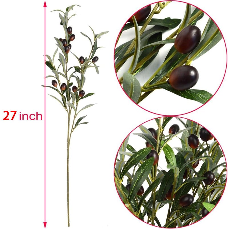 Antspirit 3pcs Artificial Plants Greenery Olive Branches Stems Fake Plants Green Leaves Fruits Branch Leaves for Home Office ndoor Outside DIY-Wreath Decor 27-Inch (3) - Image 5
