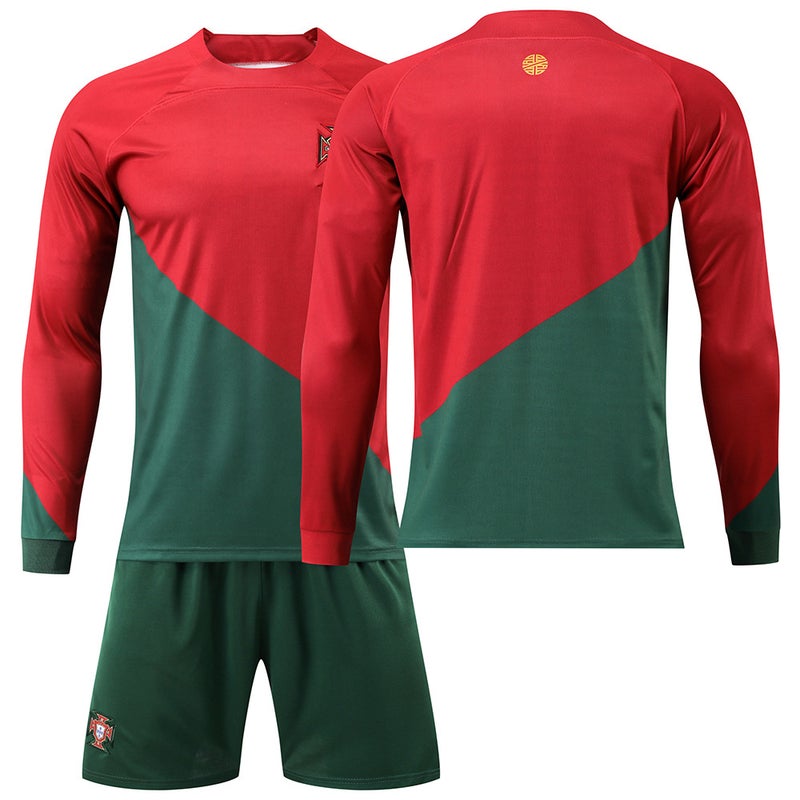 Portugal World Cup Long Sleeve Soccer Kit #7 Ronaldo #8 Bruno Child Home no number