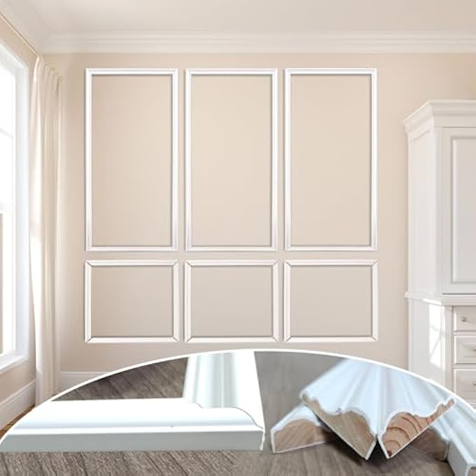 3 SET SOLID WOOD WAINSCOTING PANELS KIT - QUICK INSTALLATION ACCENT WALL MOLDING, READY-TO-ASSEMBLE PRE MADE WAINSCOTING WALL PANEL FOR HOME DCOR (PREMIUM TEXTURED FINISH) - Image 2