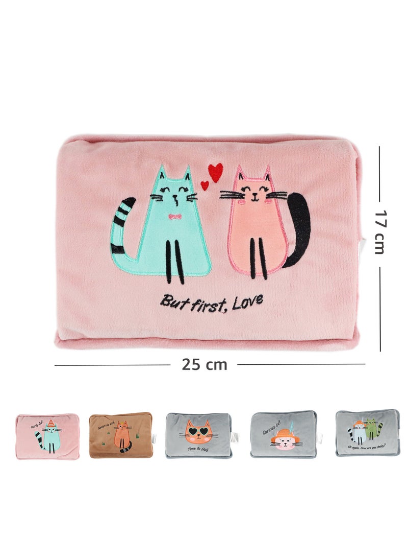 Biggdesign Love Cat Electric Hot Water Bottle with Soft Cover Rechargable Hot Water Bag for Pain Relief  - Image 4