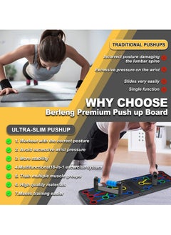 MAKS & CO. Push Up Board 9 in 1 Home Workout Equipment Multi-Functional Pushup Bar System Fitness Floor Chest Muscle Exercise Professional Equipment Burn Fat Strength Training Arm  - Image 5