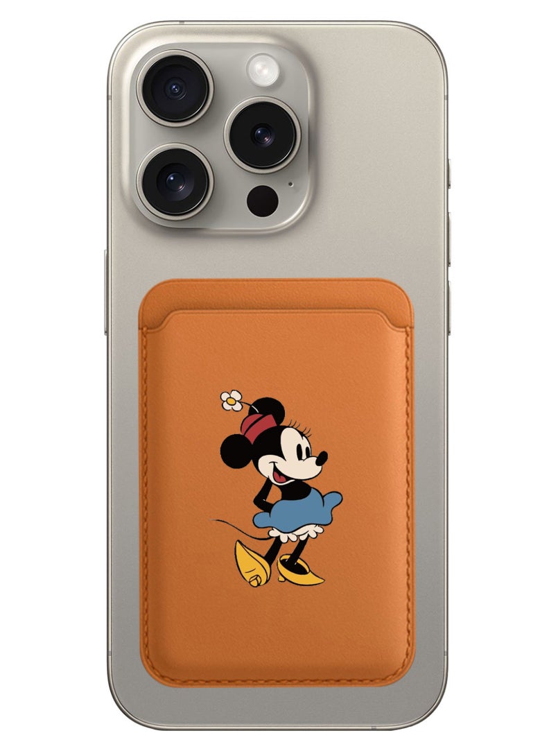 Theodor Magnetic Wallet, Compatible with MagSafe Wallet, for iPhone Wallet, for iPhone 16/15/14/13/12 Series, Not for iPhone 13/12 mini, 3 Card Holder, Vegan Leather, Brown - Minnie - Image 1