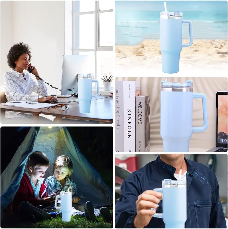 zoba Insulated stainless steel mug with straw lid and handle; travel mug and water bottle for hot and cold coffee. - Image 4