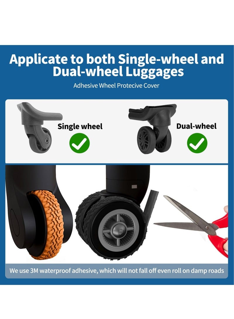 Captaintech Luggage Wheel Covers, 20 Pcs Suitcase Wheel Protectors, Adhesive Silicone Wheel Protective Covers, Anti Fall-off Luggage Wheel Protector for Carry On Luggage Suitcases (Black & Orange) - Image 3